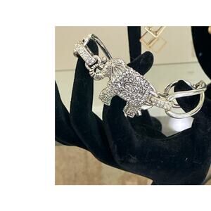 Bracelet Silver Tone Elephant with Rhinestones